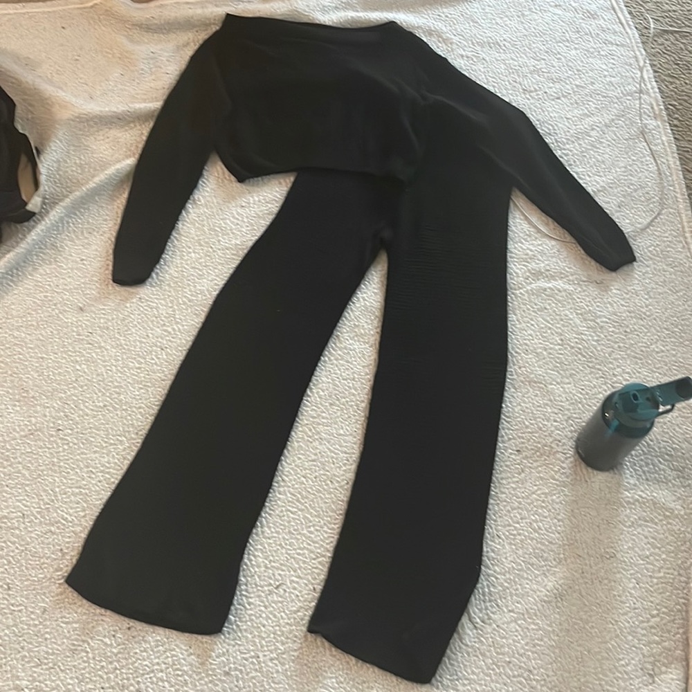 Nasty Gal black knitted crop sweater and pants set
